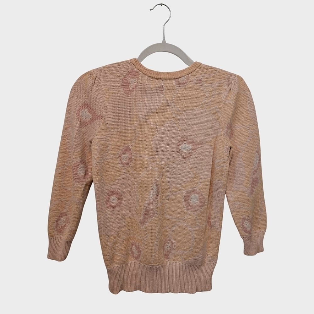 Marc By Marc Jacobs Y2K Floral Knit Henley Sweater Medium Pink Cream Coquette - Picture 7 of 15